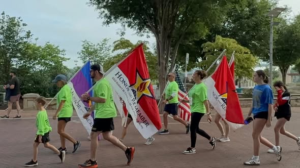 Flag procession through town
